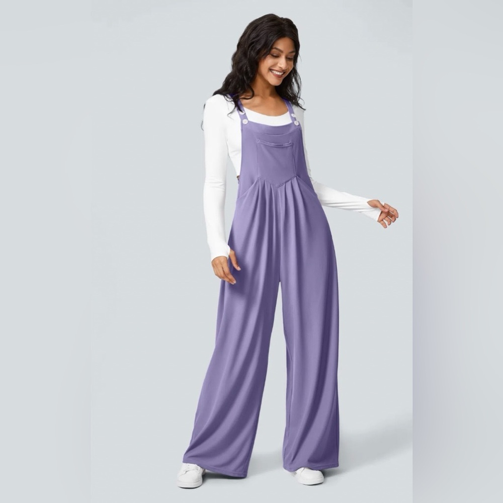 HALARA Lavender Wide-Leg Overall Jumpsuit